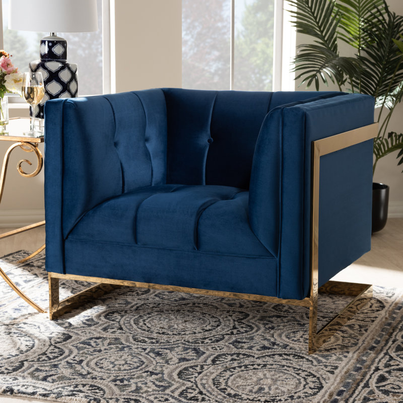 Velvet Armchair, Navy Blue