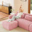 Canapé modulaire rose en forme de L, tissu moelleux, mousse 32d haute résilience, sans assemblage requis, base antidérapante, confort ergonomique, coussins décoratifs pour l'élégance de la chambre à coucher avec méridienne, dessous, forme, décor