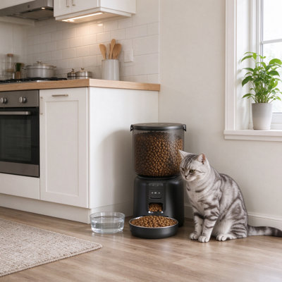 Automatic Cat Feeder, Adjustable 1080p Camera, 5G WiFi & App Control Cat Food Dispenser, Automatic Feeder Cat Dry Food with Dual Power & Voice Recording, Smart Automatic Dog Feeder Portion Control