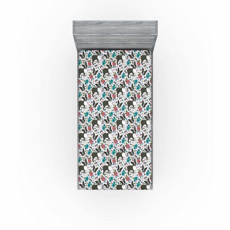 Ambesonne Ombre Fitted Sheet 2-Pack Teal Shades Design, Twin Fitted Sheet, Multicolor Floral 1