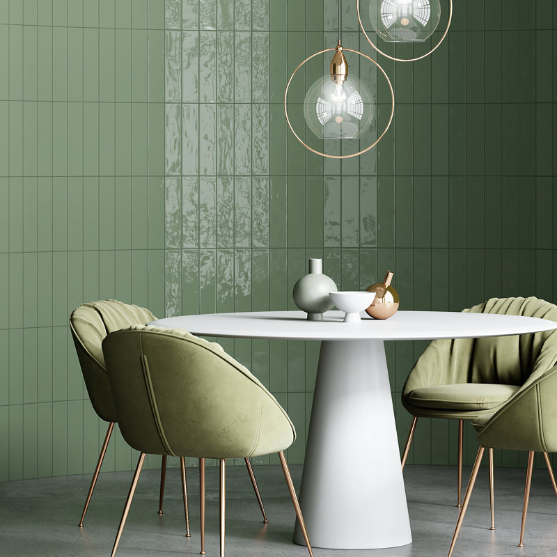 Supreme Tile Zarati 2.95 in. X 11.81 in. Polished Ceramic Subway Wall Tile, Jade Green