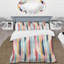 Ensemble de housse de couette rétro à motif pastel à rayures et tourbillons-615326003