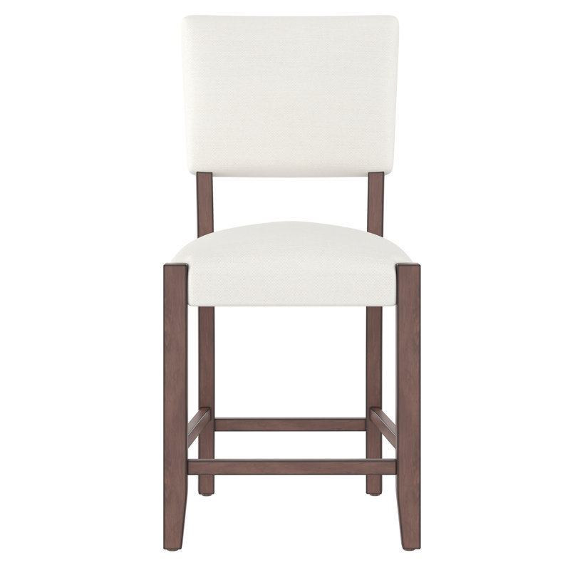 Ensemble de 2 tabourets de bar Mid-Century de 40,4 po avec dossier, tabourets de bar rembourrés en lin avec pieds en bois massif pour la salle à manger de l'îlot de cuisine, beige