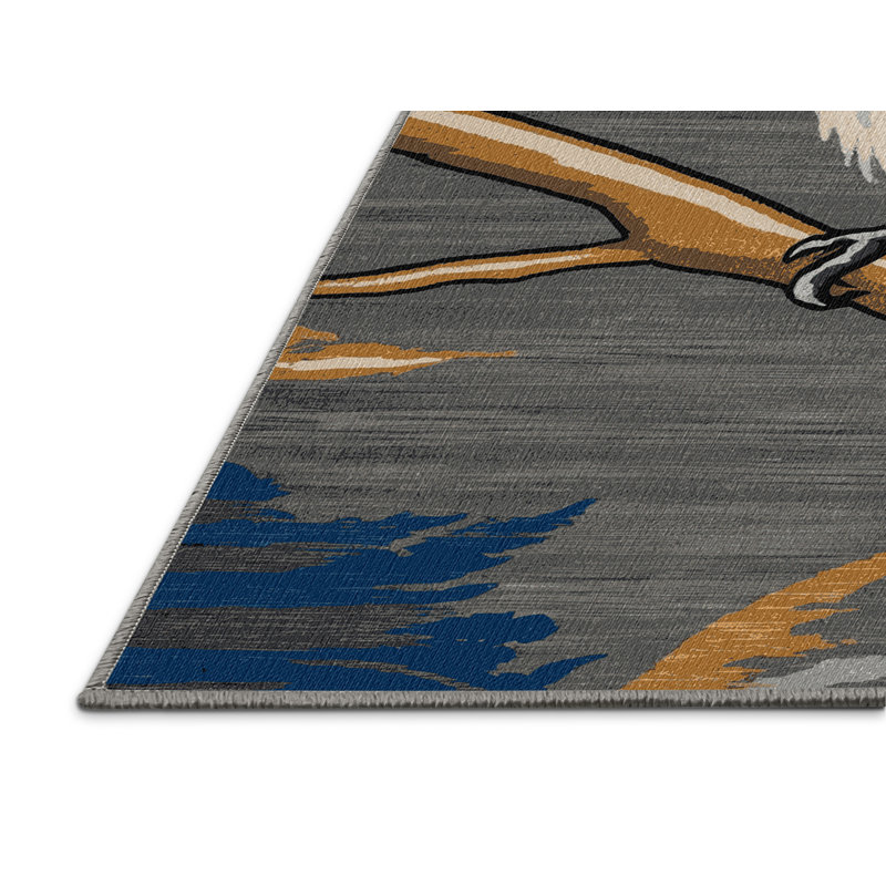  Tapis d'oiseaux lavables bleu gris, Carré 6 pi