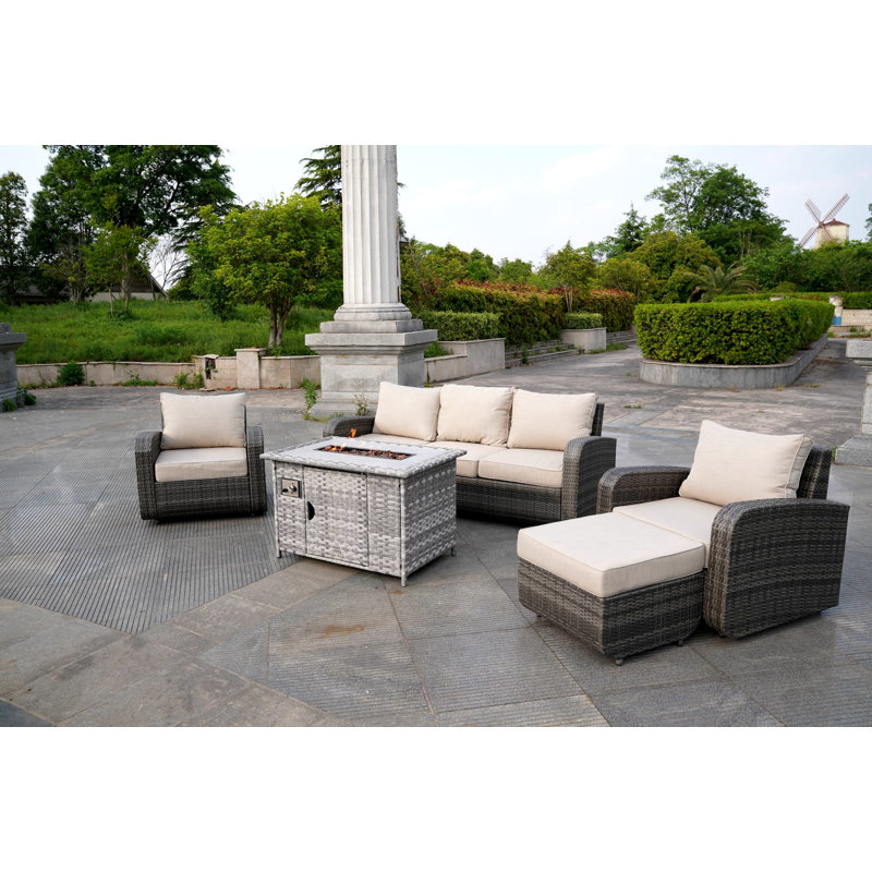 Bryliee 6 - Person Patio Conversation Set with Cushions