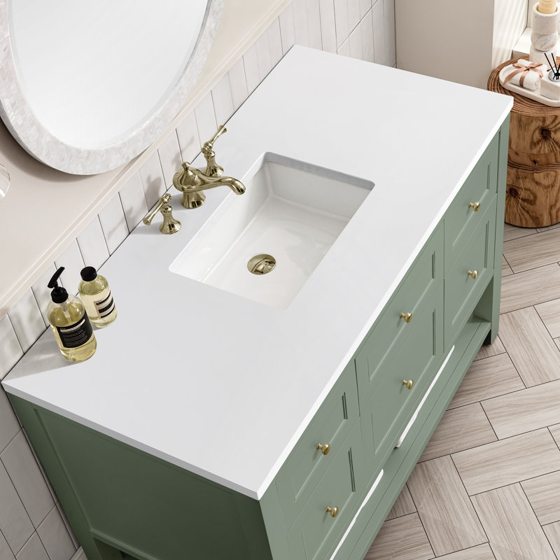 Breckenridge 48'' W Single Vanity, Smokey Celadon, 8" Widespread, White Zeus