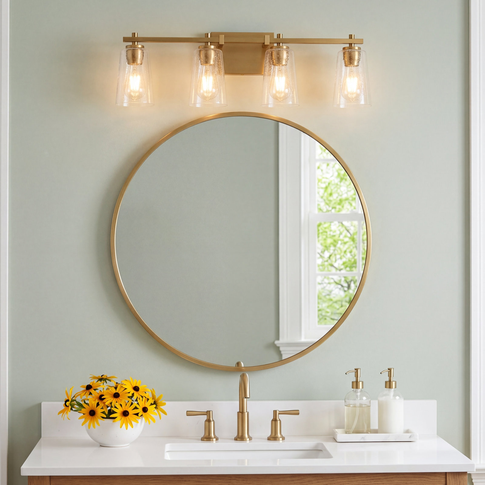 Noland 4-Light Vanity Light, Burnished Brass