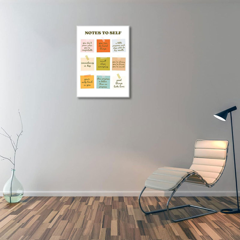 Notes To Self Motivational Quotes Canvas Wall Art Inspirational Positive Wall Decor Pictures Mental Health Poster Prints For Teen Room Office Dorm Bedroom Home Decoration Ready To Hang