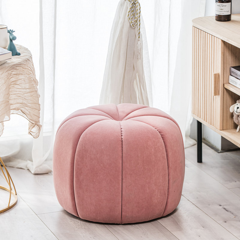 Brumfield with Stripes Pouf, Pink Velvet