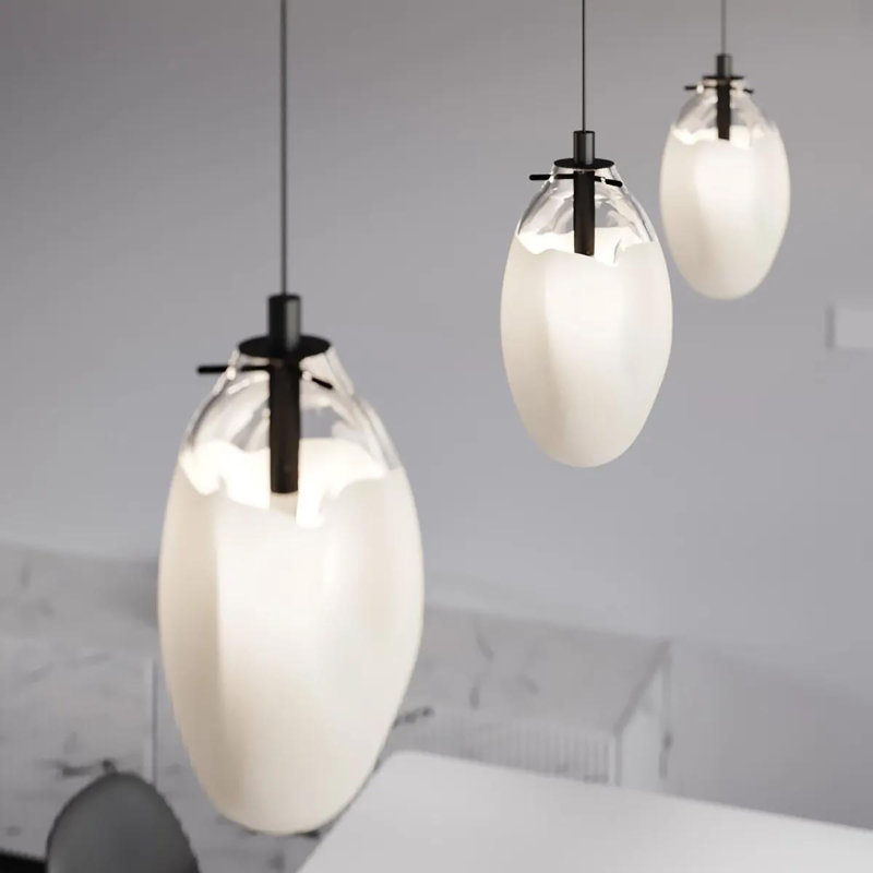 Liquid 1 - Light Pendant, Poured White, 10.75" H x 6" W x 6" D