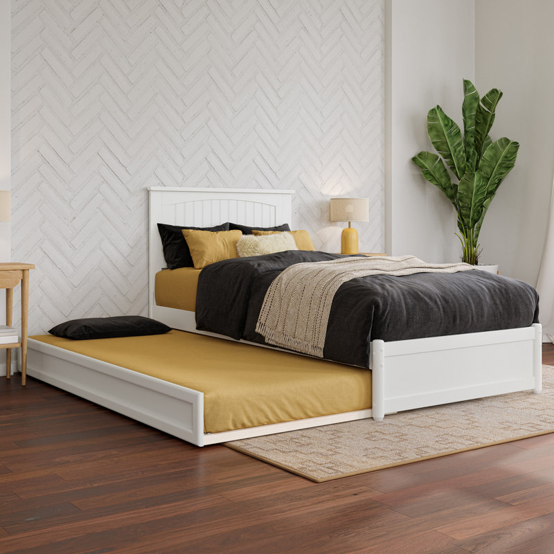 Lit plateforme avec lit gigogne et lit gigogne Darlean, White, Twin XL