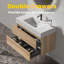 Meuble-lavabo de salle de bain avec lavabo à quartz et tiroirs souples