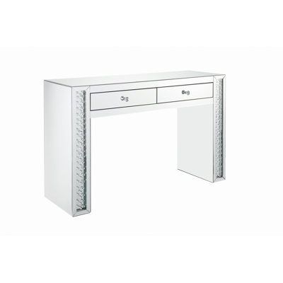 Mirrored Vanity Desk With 2 Storage Drawers