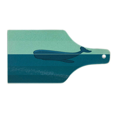 Ambesonne Ocean Tempered Glass Cutting Board Blue Whale in the Sea Pale Blue and Dark Blue