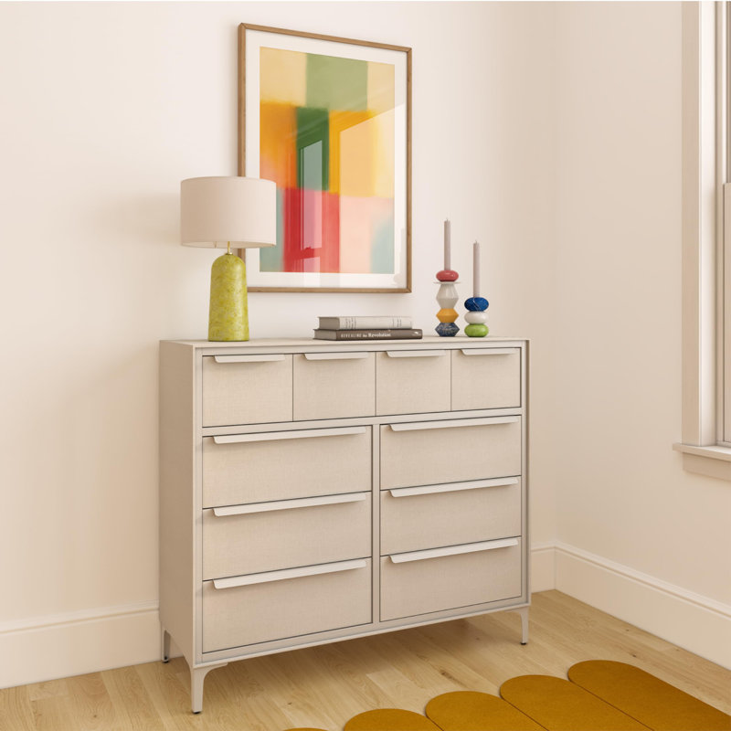 Naima 10 Drawer Fabric Dresser – Beige, Beige, 14"D x 39.2"W x 35.8"H (10 Drawers)