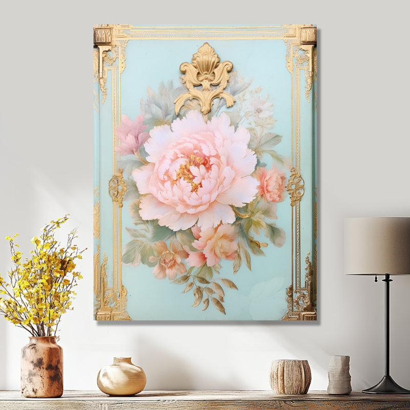 Baer - pivoine, art mural, H 32 po x l 16 po, Toile tendue