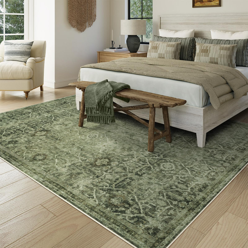 Tapis lavable rétro Tribal Cashmere, Rectangle 6 pi x 9 pi