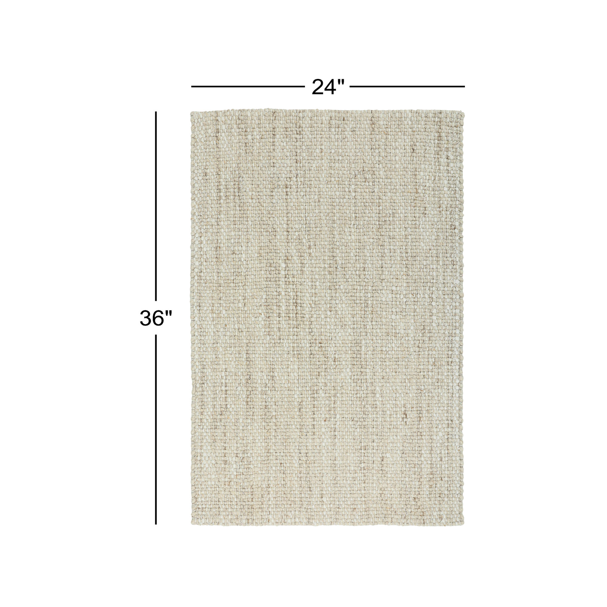Haddie Handwoven Wool Neutral Area Rug, Ivory, Rectangle 2' x 3'