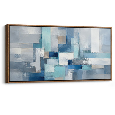 Art mural sur toile abstrait bleu extra large bleu gris
