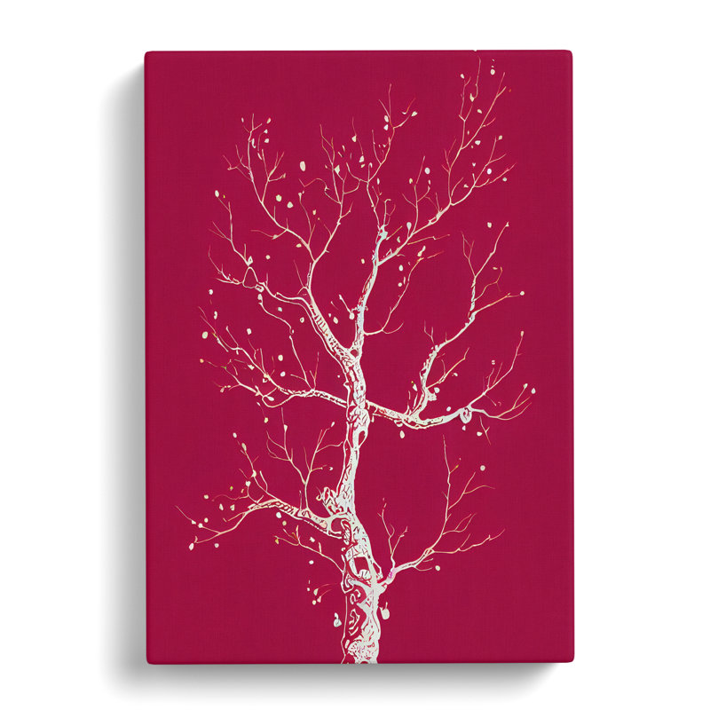 Beaucet Plum Tree Retro Style - Wrapped Canvas, 50cm H x 35cm W x 3cm D