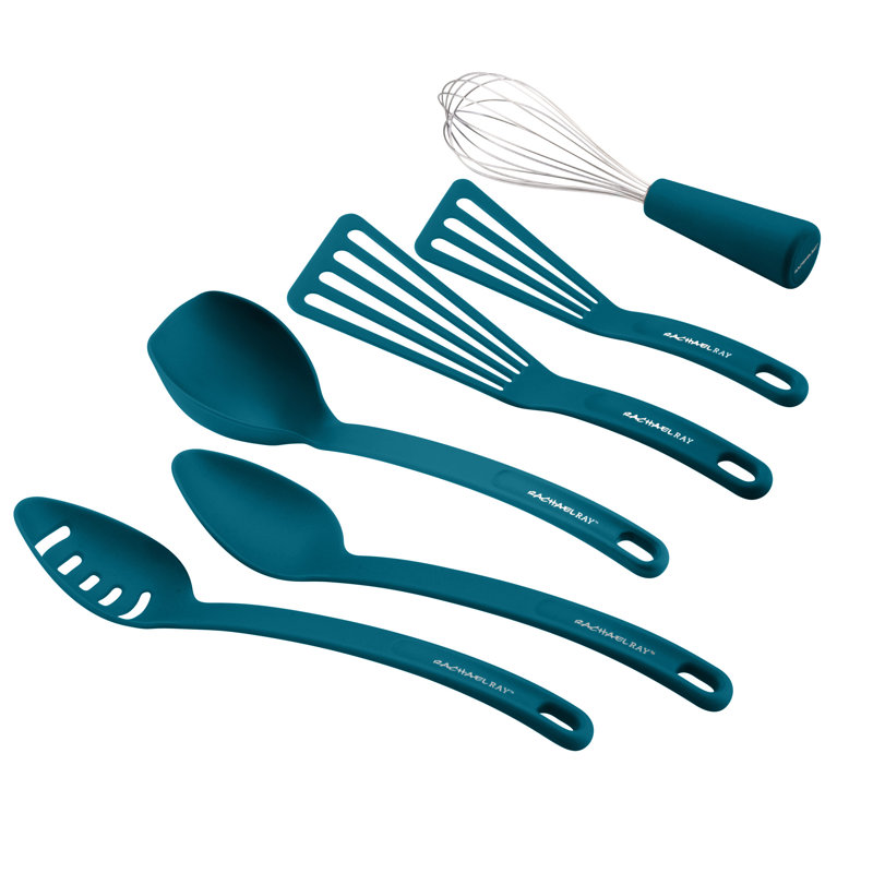 Rachael Ray Kitchen Utensils and Cooking Tools Set, 6-Piece, Marine Blue