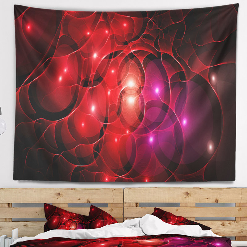 Tapisserie cercles abstraits en espace fractal, H 68 po x l 80 po