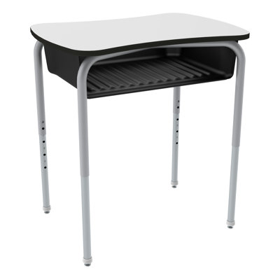 Adjustable Bow-Tie Open-Front School Desks with Whiteboard Top and Book Box (Set of 2)