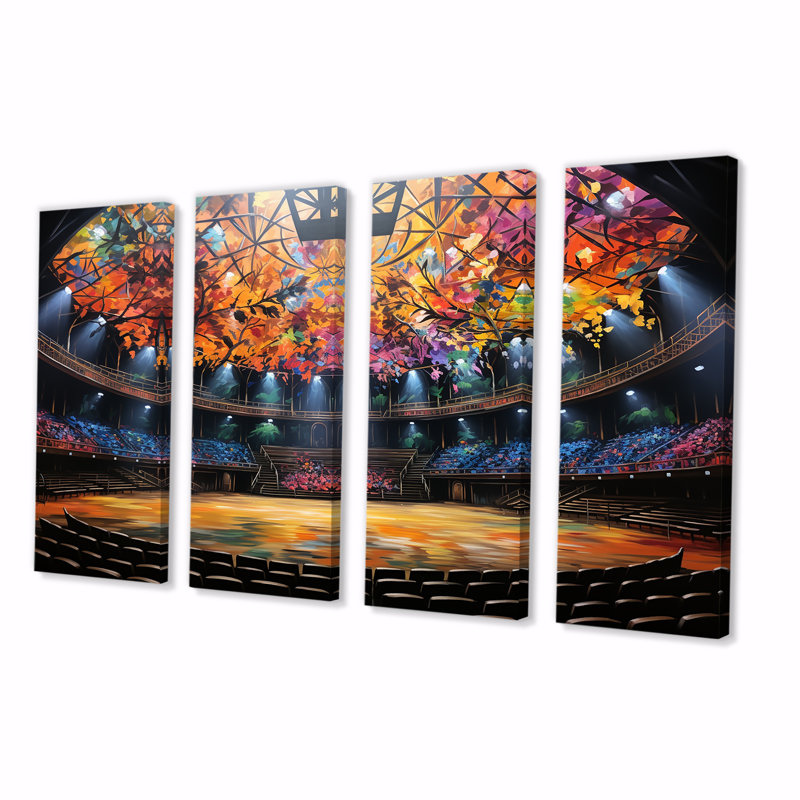 «Colorful Circus Spectacle - Theatre», ensemble de 4 décorations murales, H 28 po x l 48 po