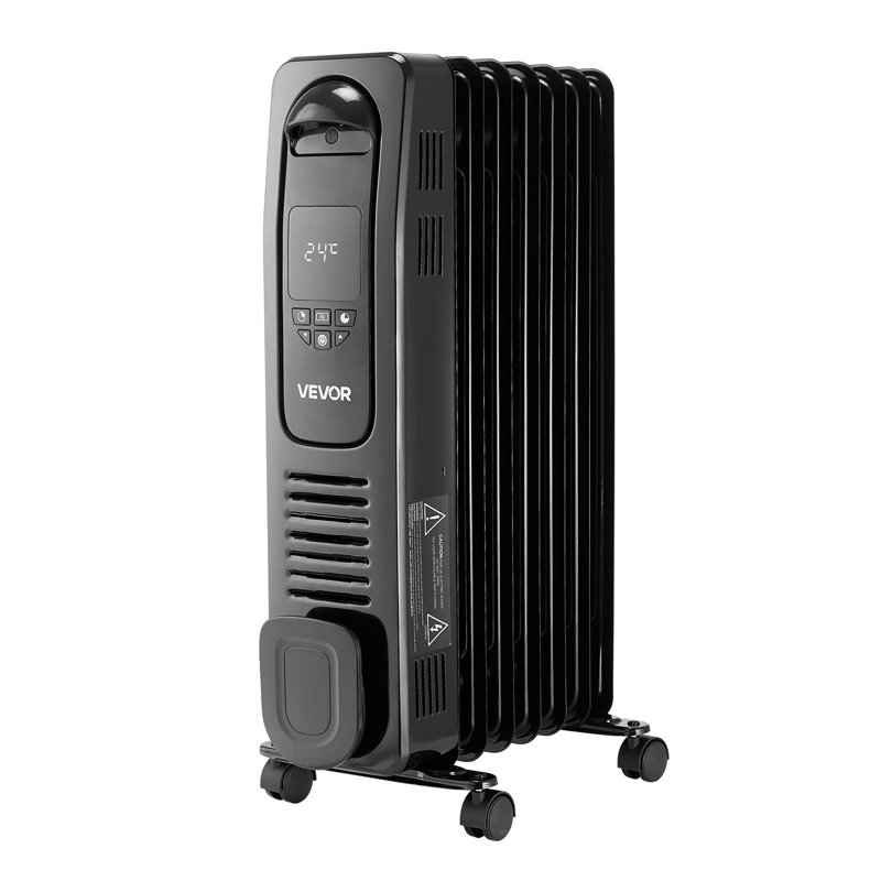 Electric Oil Filled Radiator 1500W Radiant Heater LED Screen Thermostat