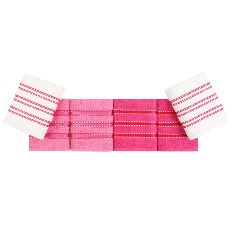 Ensemble de serviettes 6 pièces Ayisha, Rose / blanc