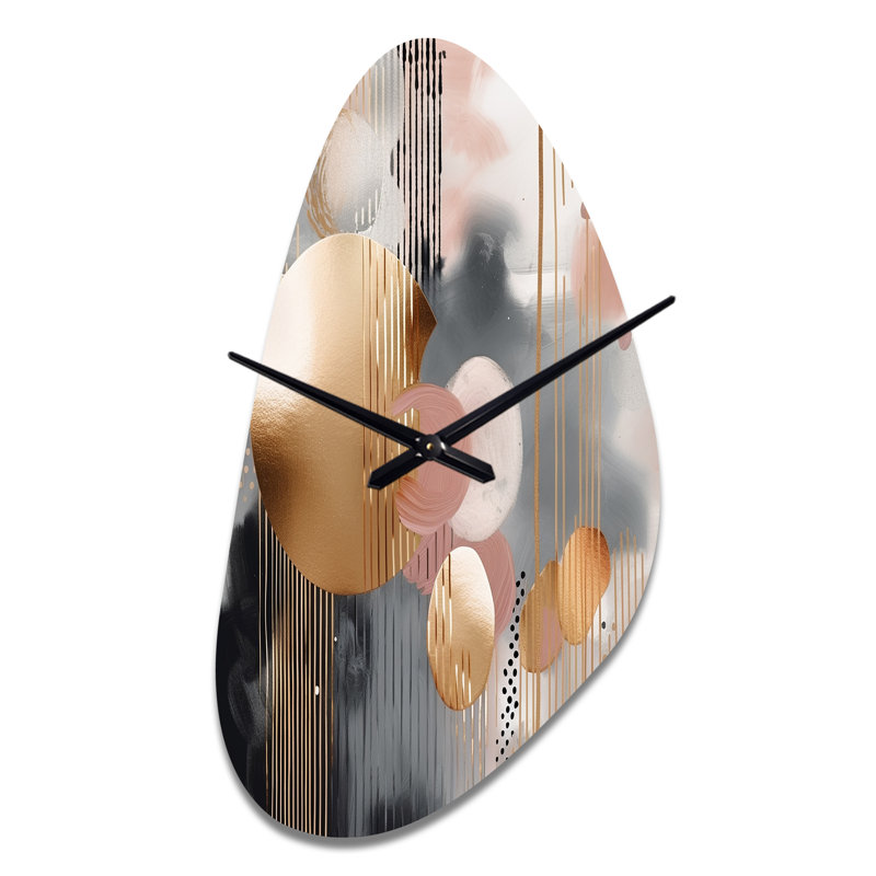 Horloge murale en forme de marbre, formes douces et formes de marbre I - horloge murale en métal rose, Moyenne