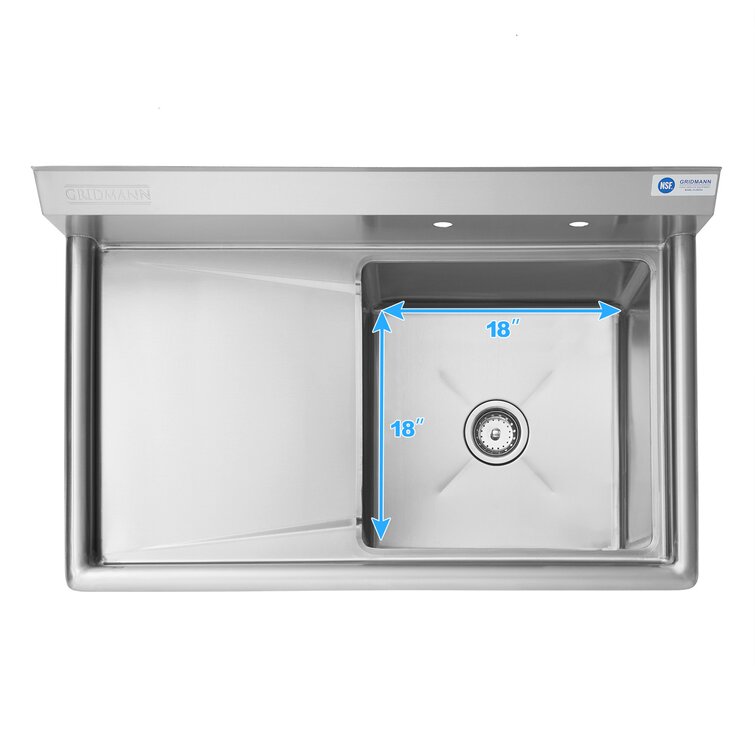 Economy Stainless 1 Well 24x24 Sink w 24 Drain Board R