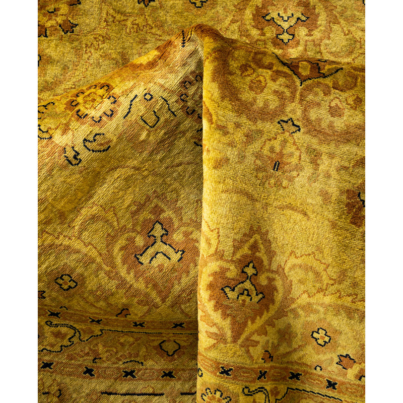 Overdyed Hand-Knotted Wool Modern-Contemporary Gold Area Rug 6' 1" x 6' 1"