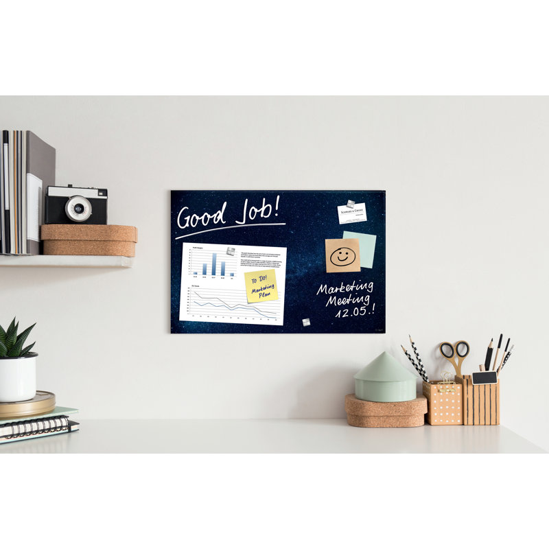 Artverum Wall Mounted Magnetic Glass Board, 40cm H x 60cm W x 60cm L
