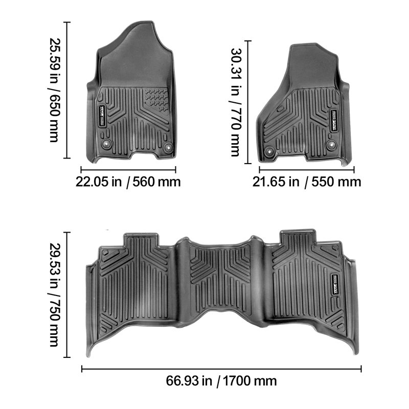Tapis de sol automobile pour Dodge Ram 1500/2500/3500 1500 Classic 2013-2022