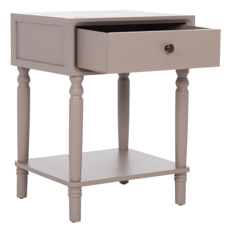 Kleban Solid Wood End Table with Storage, Quartz Gray