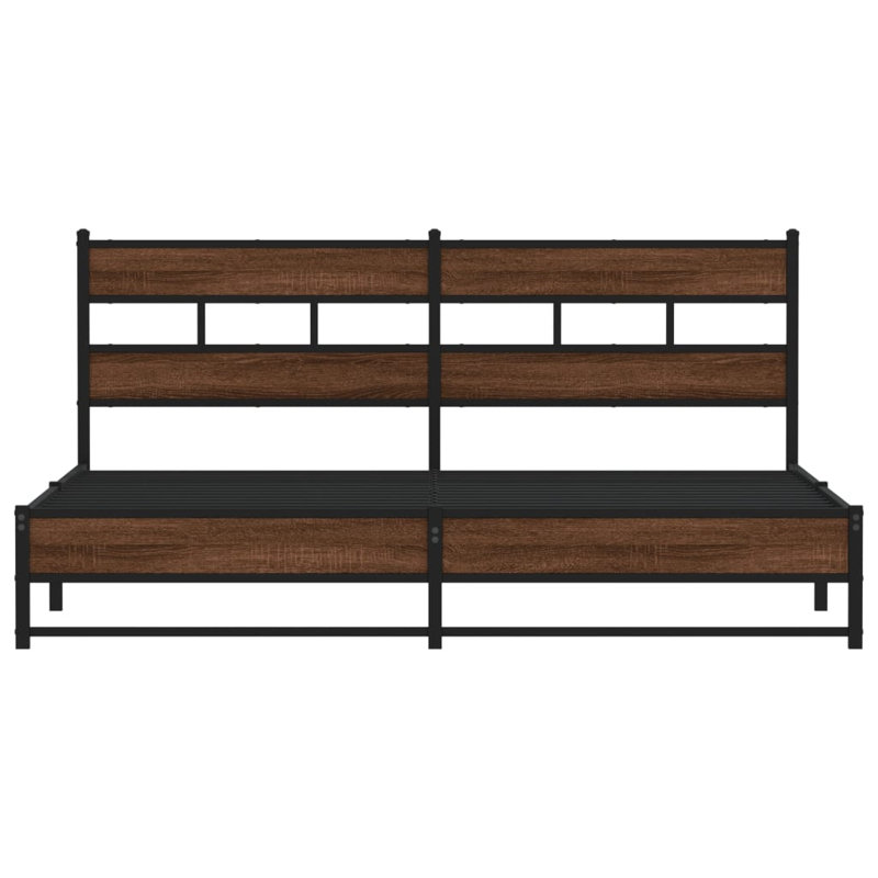 Albarracin Metal Bed, 91.5cm H x 219cm W x 187cm D, Brown Oak