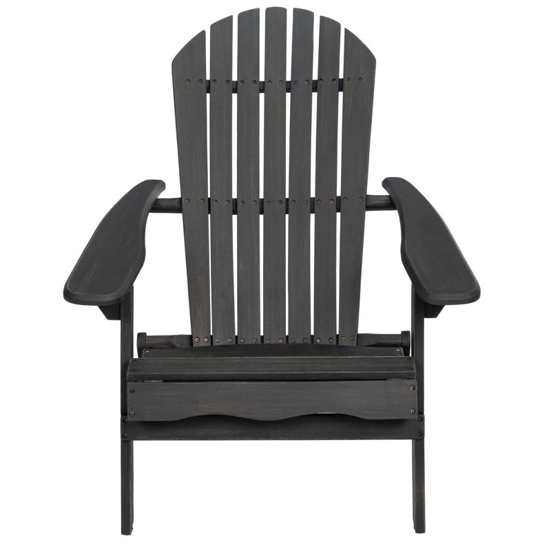 Chaise Adirondack pliante en bois d'acacia rustique, Gris foncé