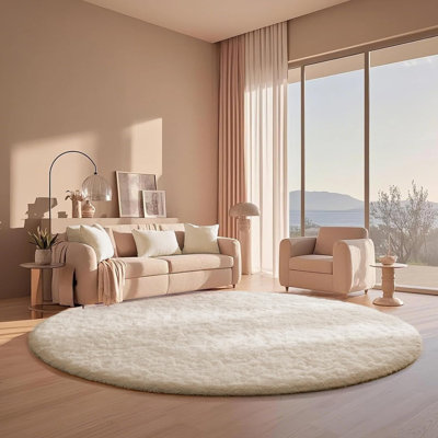 Plush Round Area Rug, Soft Fuzzy Shag Rug for Bedroom Living Room Balcony, Fluffy Carpet for Home Decor, Non-Slip Cozy Decorative Rug.