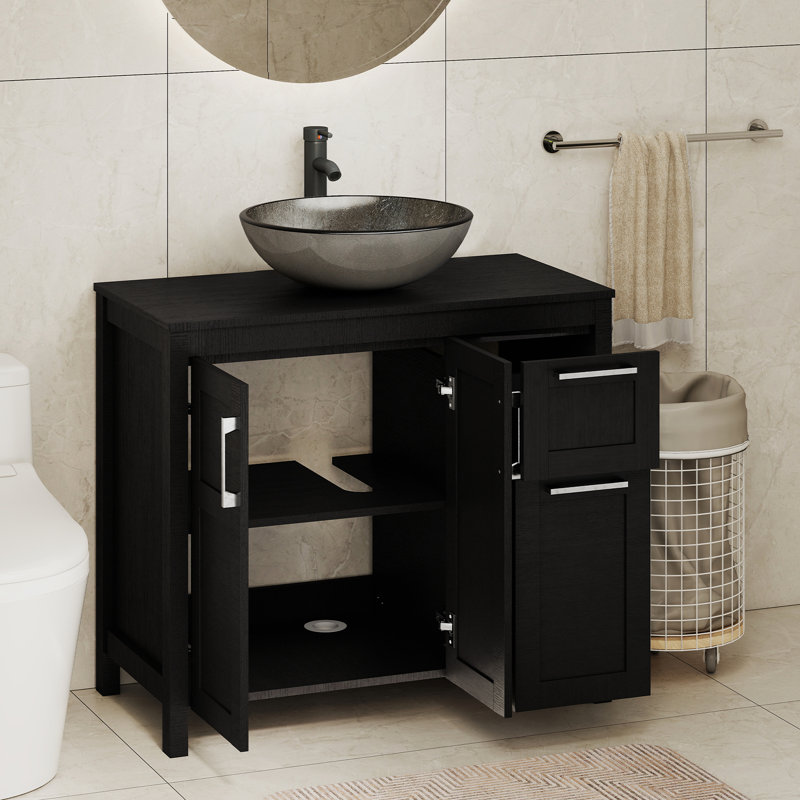 Meuble-lavabo 36 po avec lavabo Warde, Black, Black