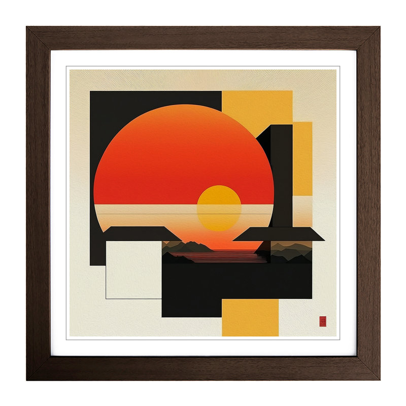 Japanese Sunset Suprematism - Framed Print, Walnut