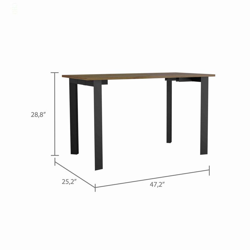 Bureau d'écriture rectangulaire avec pieds en acier