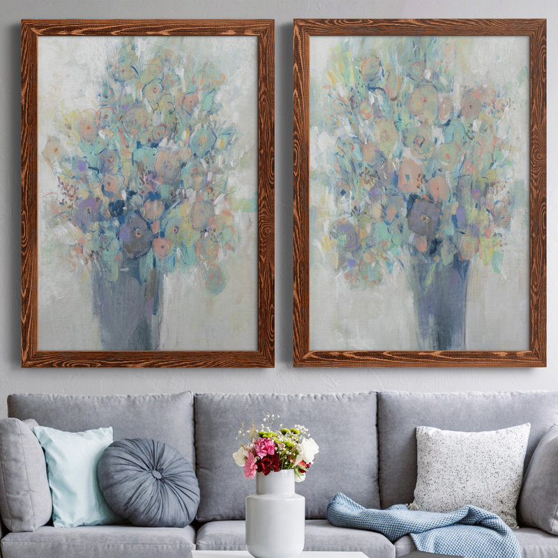 Bouquet I, toile encadrée de qualité supérieure - prête à être accrochée, Érable, H 20 po x l 34 po x P 1,5 po