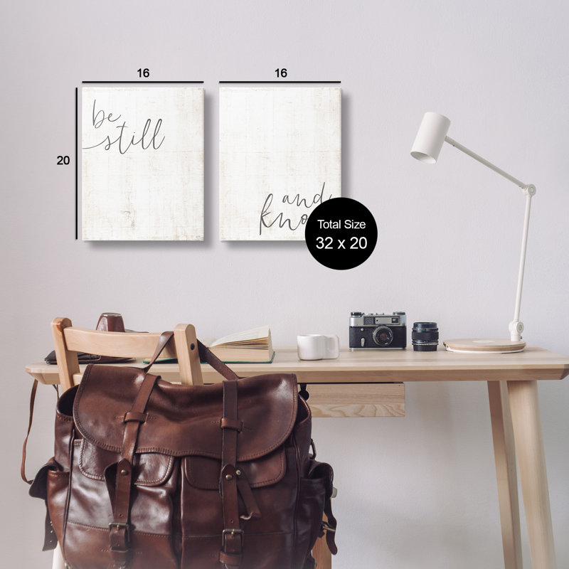 Traduction libre «Be Still And Know Calligraphy», H 20 po x l 16 po