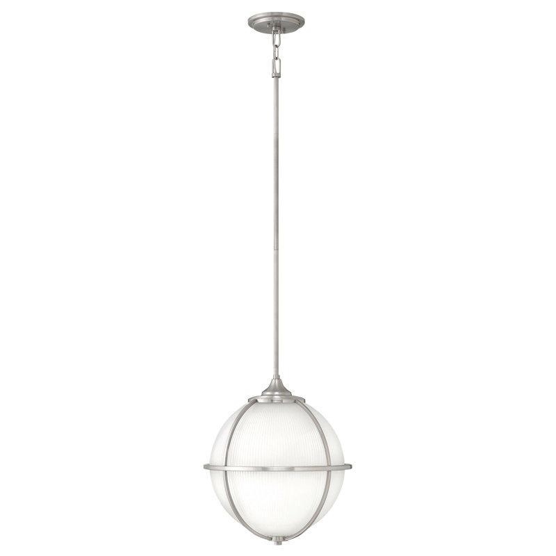 Luminaire suspendu sphère en verre 3 lumières, Nickel brossé