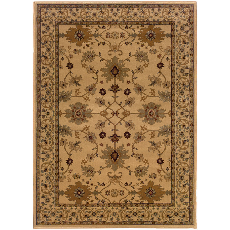 Tapis oriental ivoire / vert Searsburg, Rectangle 9 pi 10 po x 12 pi 9 po