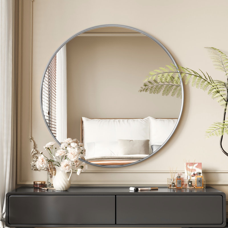 Miroir mural Alauni , 30 po x 30 po, Argent