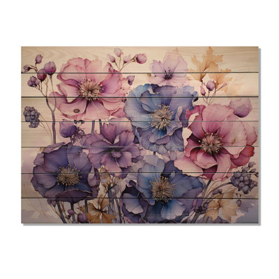 Luay mauve, fleurs mystiques IV sur bois