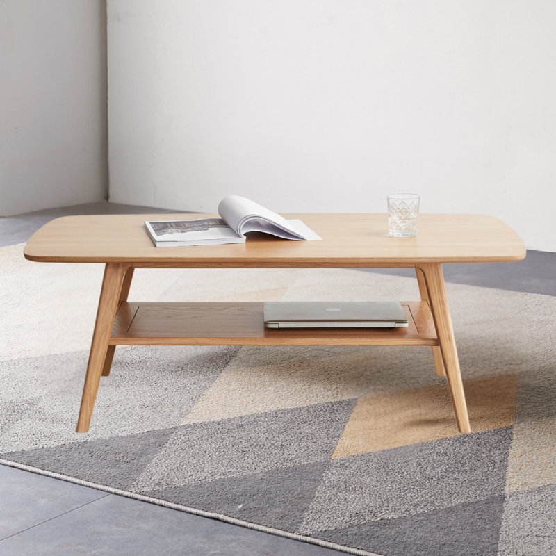 100% Solid Wood Coffee Table – Stylish And Functional With Storage Shelf, Easy Assembly