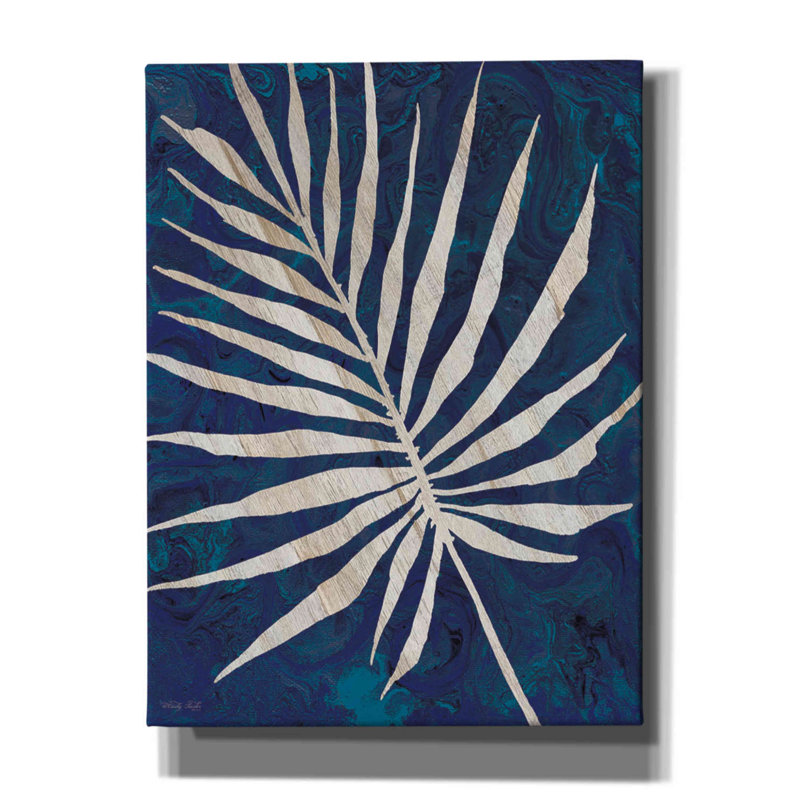 Feuille de palmier bleu marine Dukinfield par Cindy Jacobs, H 16 po x l 12 po x P 0,75 po